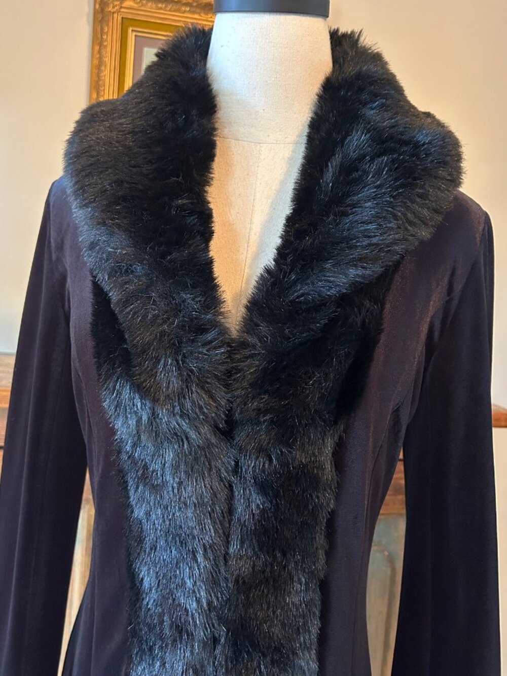 Vintage Betsey Johnson Rose Black Velvet Duster Coat - Picture 11 of 13